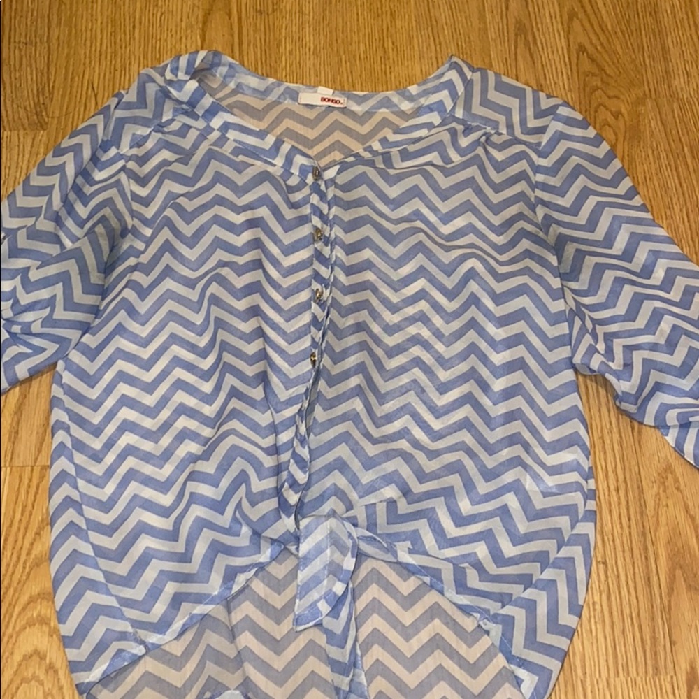 Button down tie front shirt